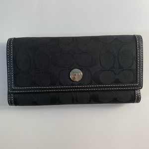 Coach Signature fabric/leather checkbook wallet